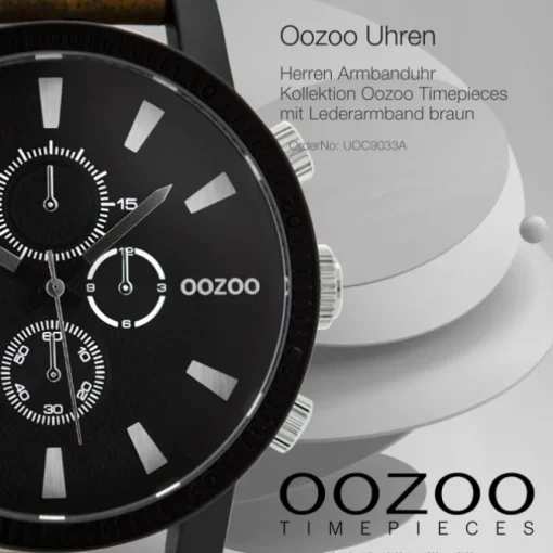 Oozoo Herren Armbanduhr Timepieces C9033A Analog Leder braun UOC9033A