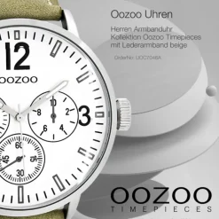 Oozoo Herren Armbanduhr Timepieces Analog Leder beige UOC7046A