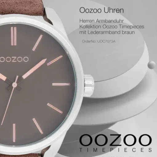 Oozoo Herren Armbanduhr Timepieces Analog Leder braun UOC7073A