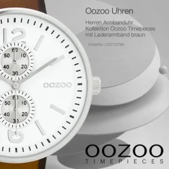 Oozoo Herren Armbanduhr Timepieces Analog Leder braun UOC7076A