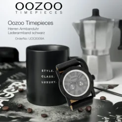 Oozoo Herren Armbanduhr Timepieces Analog Leder schwarz UOC8309A