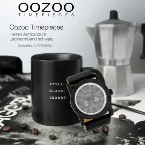 Oozoo Herren Armbanduhr Timepieces Analog Leder schwarz UOC8309A