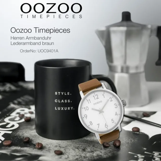 Oozoo Herren Armbanduhr Timepieces Analog Leder braun UOC9401A