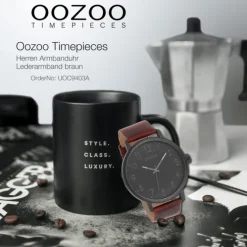 Oozoo Herren Armbanduhr Timepieces Analog Leder braun UOC9403A