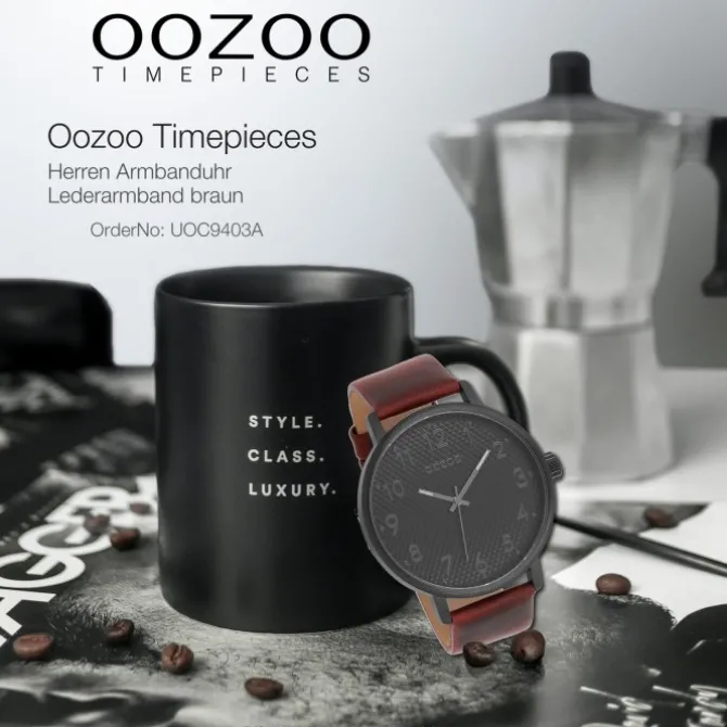 Oozoo Herren Armbanduhr Timepieces Analog Leder braun UOC9403A