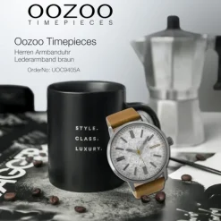 Oozoo Herren Armbanduhr Timepieces Analog Leder braun UOC9405A