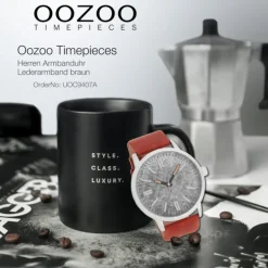 Oozoo Herren Armbanduhr Timepieces Analog Leder braun UOC9407A