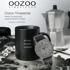 Oozoo Herren Armbanduhr Timepieces Analog Leder schwarz UOC9409A