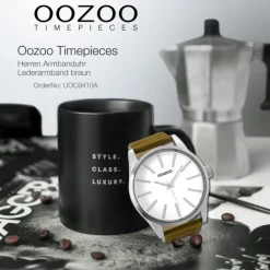 Oozoo Herren Armbanduhr Timepieces Analog Leder braun UOC9410A