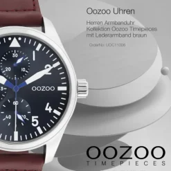 Oozoo Herren Armbanduhr Timepieces C11006 Analog Leder braun UOC11006