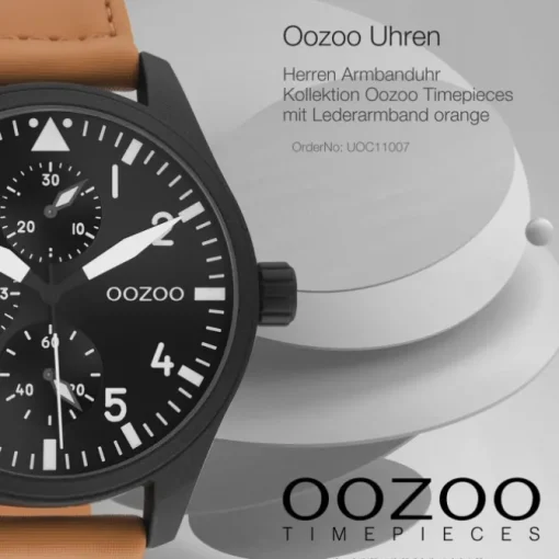 Oozoo Herren Armbanduhr Timepieces C11007 Analog Leder orange UOC11007
