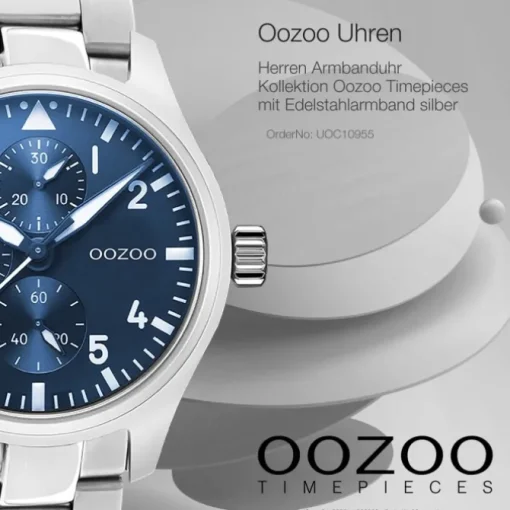 Oozoo Herren Armbanduhr Timepieces C10955 Analog Edelstahl silber UOC10955