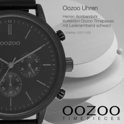 Oozoo Herren Armbanduhr Timepieces Analog Leder schwarz UOC11203