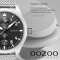 Oozoo Herren Armbanduhr Timepieces C10958 Analog Metall Mesh silber UOC10958