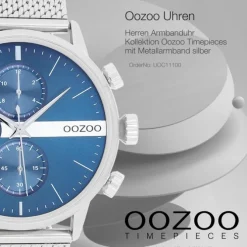 Oozoo Herren Armbanduhr Timepieces Analog Metall Mesh silber UOC11100