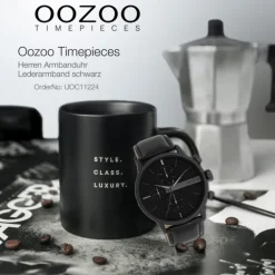 Oozoo Herren Armbanduhr Timepieces Analog Leder schwarz UOC11224
