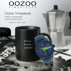 Oozoo Herren Armbanduhr Timepieces Analog Leder blau UOC11228