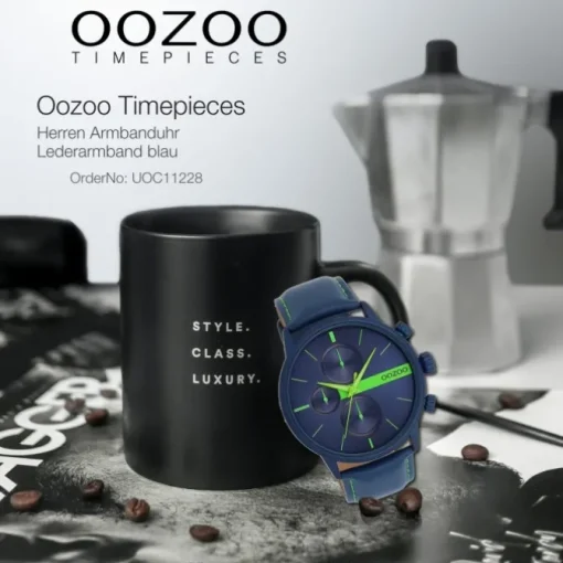 Oozoo Herren Armbanduhr Timepieces Analog Leder blau UOC11228
