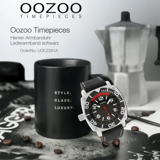 Oozoo Herren Armbanduhr Timepieces Analog Leder schwarz UOC2281A