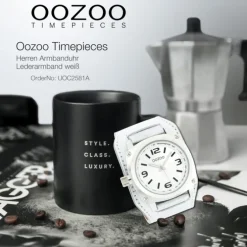 Oozoo Herren Armbanduhr Timepieces Analog Leder weiß UOC2581A