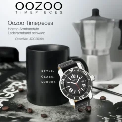 Oozoo Herren Armbanduhr Timepieces Analog Leder schwarz UOC2594A