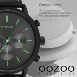 Oozoo Herren Armbanduhr Timepieces Analog Leder schwarz UOC11208