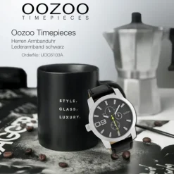 Oozoo Herren Armbanduhr Timepieces Analog Leder schwarz UOC6103A