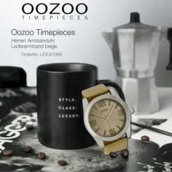 Oozoo Herren Armbanduhr Timepieces Analog Leder beige UOC6106A