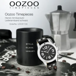 Oozoo Herren Armbanduhr Timepieces Analog Leder schwarz UOC6113A
