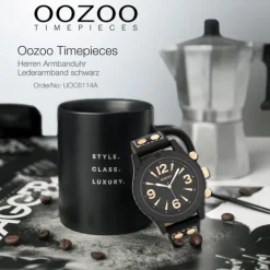 Oozoo Herren Armbanduhr Timepieces Analog Leder schwarz UOC6114A