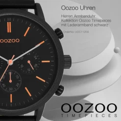 Oozoo Herren Armbanduhr Timepieces Analog Leder schwarz UOC11209