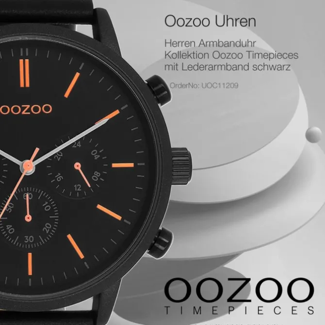 Oozoo Herren Armbanduhr Timepieces Analog Leder schwarz UOC11209