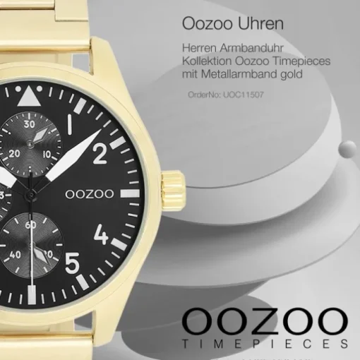 Oozoo Herren Armbanduhr Timepieces Analog Metallband gold UOC11507