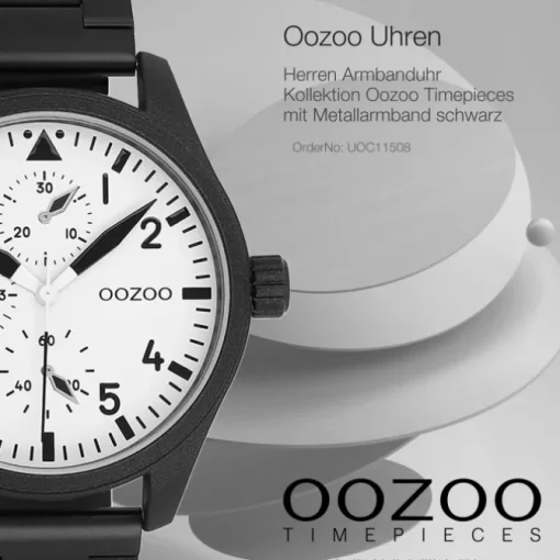 Oozoo Herren Armbanduhr Timepieces Analog Metallband schwarz UOC11508