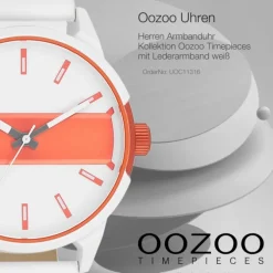 Oozoo Herren Armbanduhr Timepieces Analog Leder weiß UOC11316