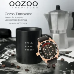 Oozoo Herren Armbanduhr Timepieces Analog Leder schwarz UOC2282A