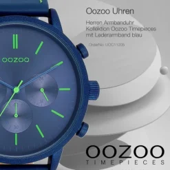 Oozoo Herren Armbanduhr Timepieces Analog Leder blau UOC11205