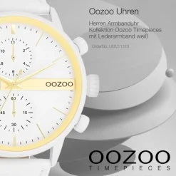 Oozoo Herren Armbanduhr Timepieces Analog Leder weiß UOC11313