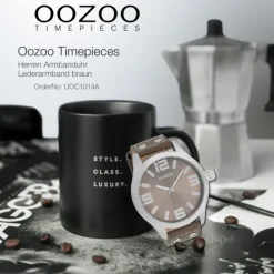 Oozoo Herren Armbanduhr Timepieces Analog Leder braun UOC1014A