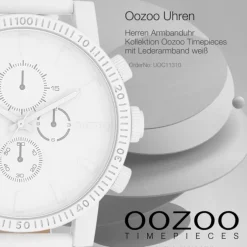 Oozoo Herren Armbanduhr Timepieces Analog Leder weiß UOC11310