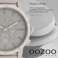 Oozoo Herren Armbanduhr Timepieces Analog Leder grau UOC11311