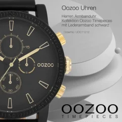 Oozoo Herren Armbanduhr Timepieces Analog Leder schwarz UOC11212