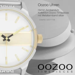 Oozoo Herren Armbanduhr Timepieces Analog Metall Mesh silber UOC11106