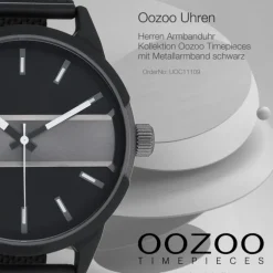 Oozoo Herren Armbanduhr Timepieces Analog Metall Mesh schwarz UOC11109