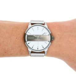 Oozoo Herren Armbanduhr Timepieces Analog Metall Mesh silber UOC11105