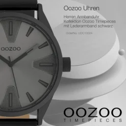 Oozoo Herren Armbanduhr Timepieces C10024 Quarz Leder schwarz UOC10024