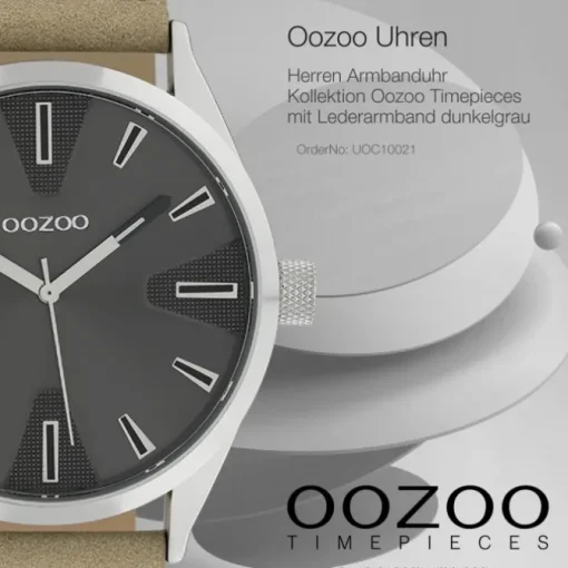 Oozoo Herren Armbanduhr Timepieces Analog Leder dunkelgrau UOC10021