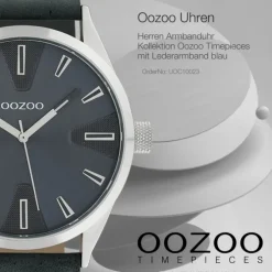 Oozoo Herren Armbanduhr Timepieces Analog Leder blau UOC10023