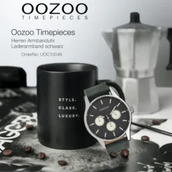 Oozoo Herren Armbanduhr Timepieces Analog Leder schwarz UOC10048