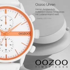 Oozoo Herren Armbanduhr Timepieces Analog Leder weiß UOC11314